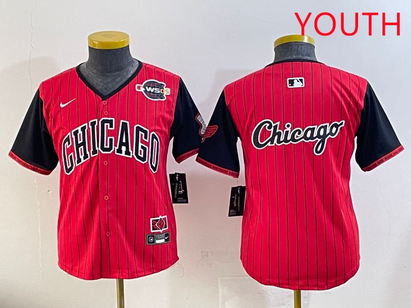 Youth Chicago White Sox Blank Red Stripe Joint Name Nike 2025 MLB Jersey style 17->youth mlb jersey->Youth Jersey